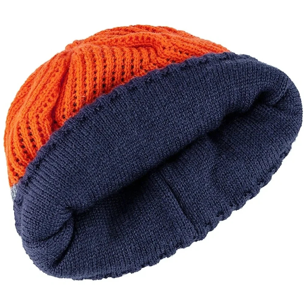 Cappello Cuffia Unisex Con Etichetta JZML Berretto Casual A Strisce Colorate Lavorato A Maglia Invernale