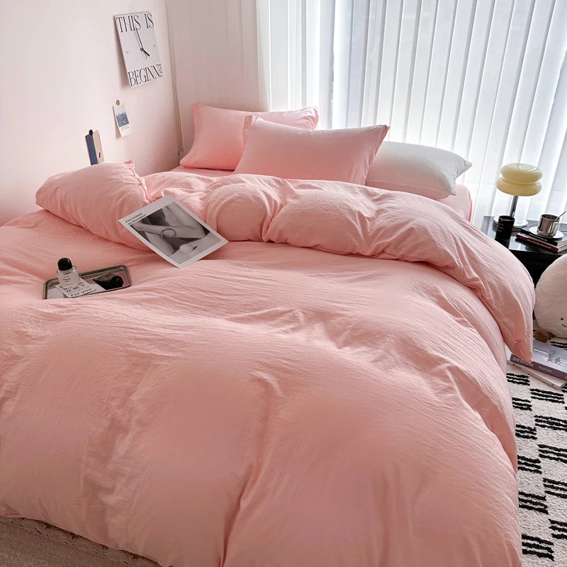 Set Biancheria Da Letto In Cotone Solido Con Copripiumino Federa E Lenzuolo Per Letto Singolo Matrimoniale King Queen