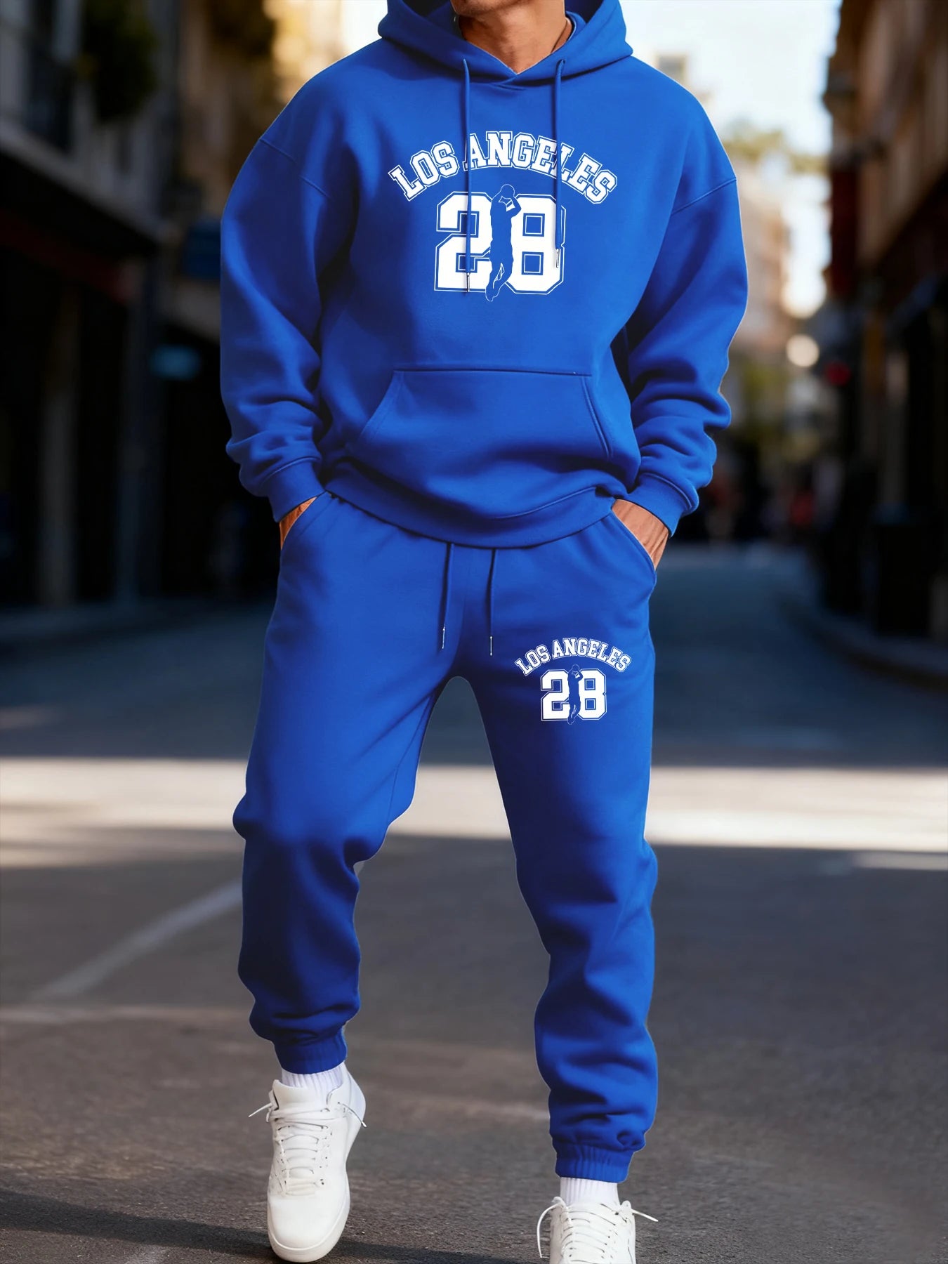 Los Angeges Numero 28 Felpa Con Cappuccio Da Uomo Stampata Set Sportivo Invernale Due Pezzi Pantaloni Comodi Da Coppia
