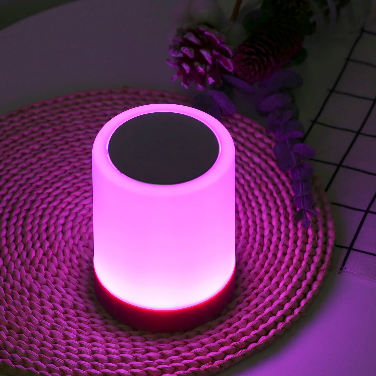 Tocca La Luce Notturna Lampada Da Tavolo Camera Da Letto Luce Colorata Ambientale Cambia Colore Ricarica USB Dimmerabile