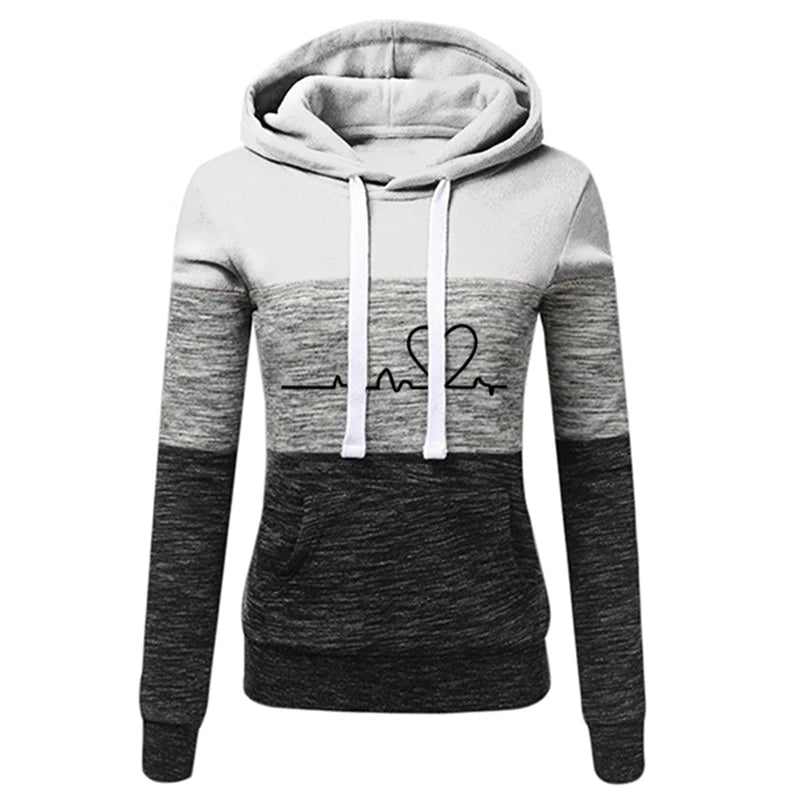 Tuta Da Donna Color Block Con Cappuccio Felpa Pantaloni Sportivi Versatili Casual Jogging Abiti Dalla Taglia S Fino A 3XL