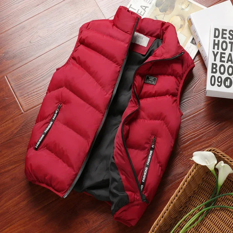 Puffer Senza Maniche Da Uomo 2024 Colletto Mandarino Giacca Piumino Inverno Caldo Gilet Outwear Abbigliamento Uomo