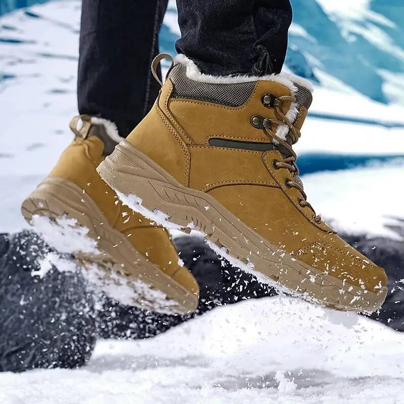 Stivali Da Neve Da Uomo Foderati In Pile Con Suola Spessa Per Trekking Outdoor Inverno Autunno Scarponi Da Caccia
