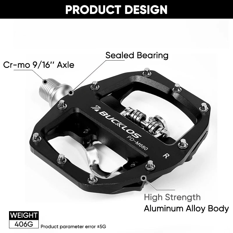 Bucklos Pedali MTB Piatto Piattaforma in Lega di Alluminio con Sistema SPD Integrato Compatibile Mountain Bike
