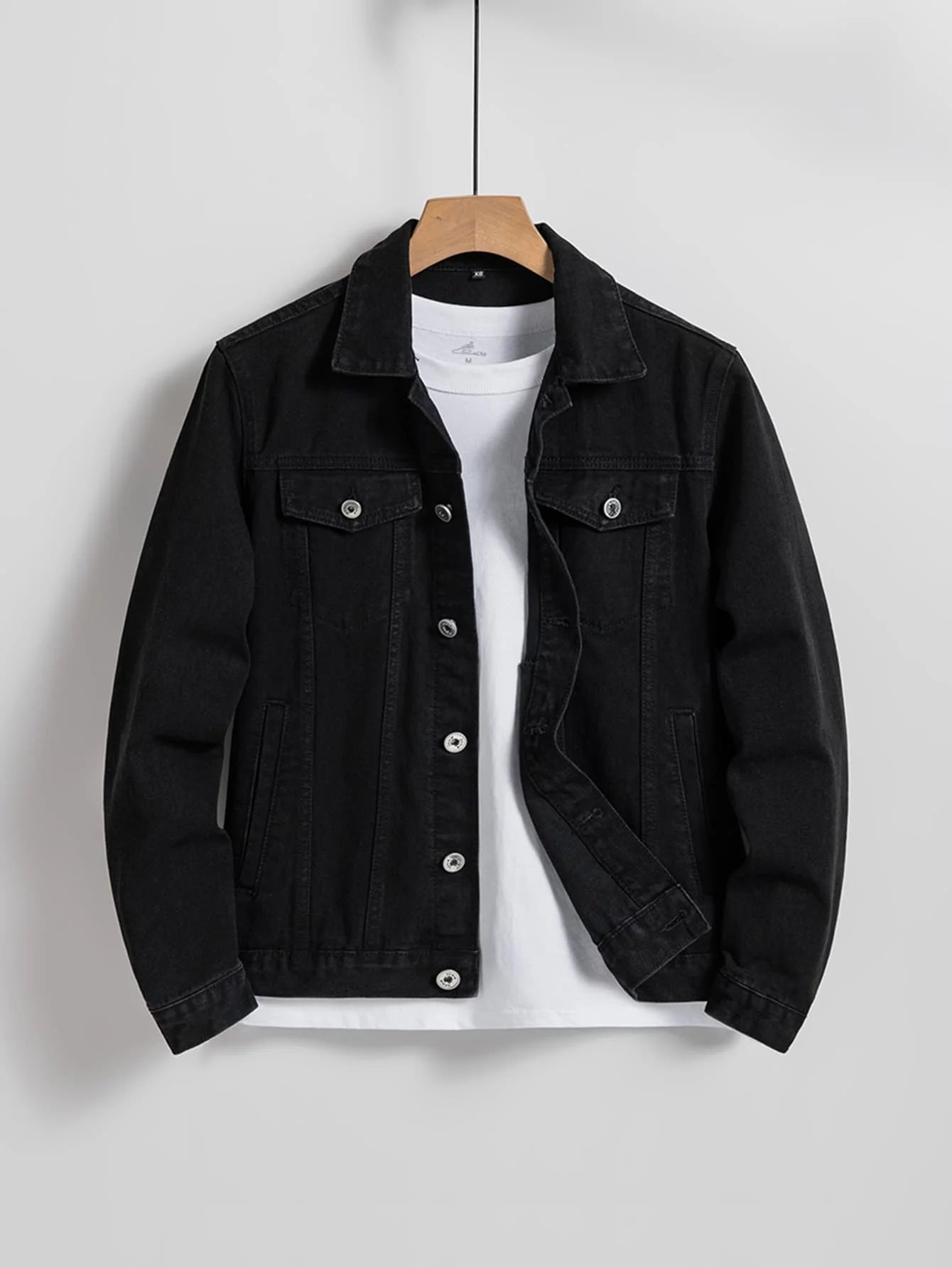 Giacca In Denim Da Uomo Nero Con Colletto Rovesciato Perfetta Per Primavera E Autunno Abbigliamento Casual Quotidiano