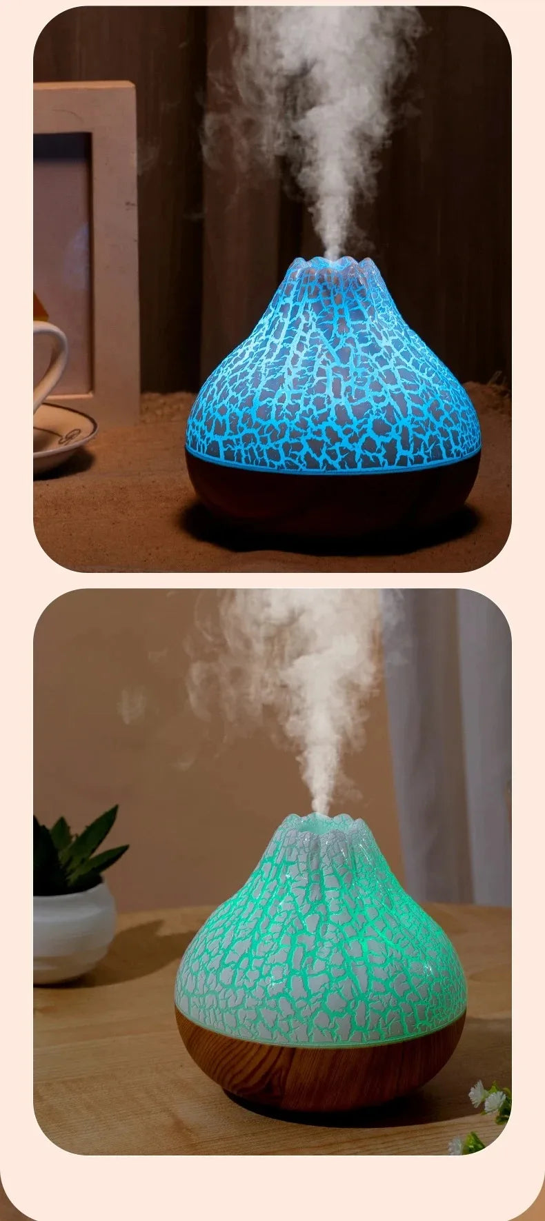 Umidificatore Aria 300ml Diffusore Per Aromaterapia Nebbia Da Tavolo USB Con 7 Luci Notturne Colorate