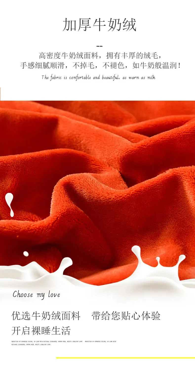 Set Di Biancheria Da Letto In Pile Di Latte Ultra Spesso Queen Size Copripiumino Invernale Caldo Di Fascia Alta