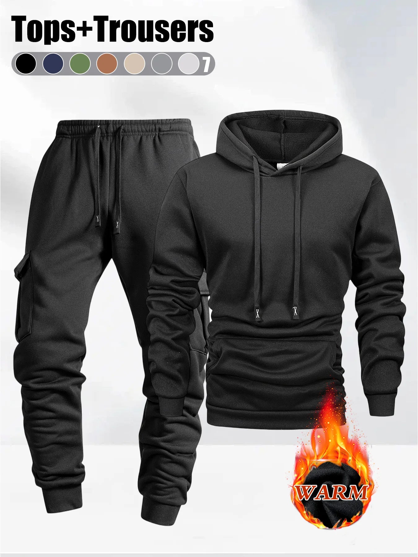 Set Autunno Inverno Da Uomo 2 Pezzi Felpa Con Cappuccio E Pantaloni Sportivi Abbigliamento Fitness Casual