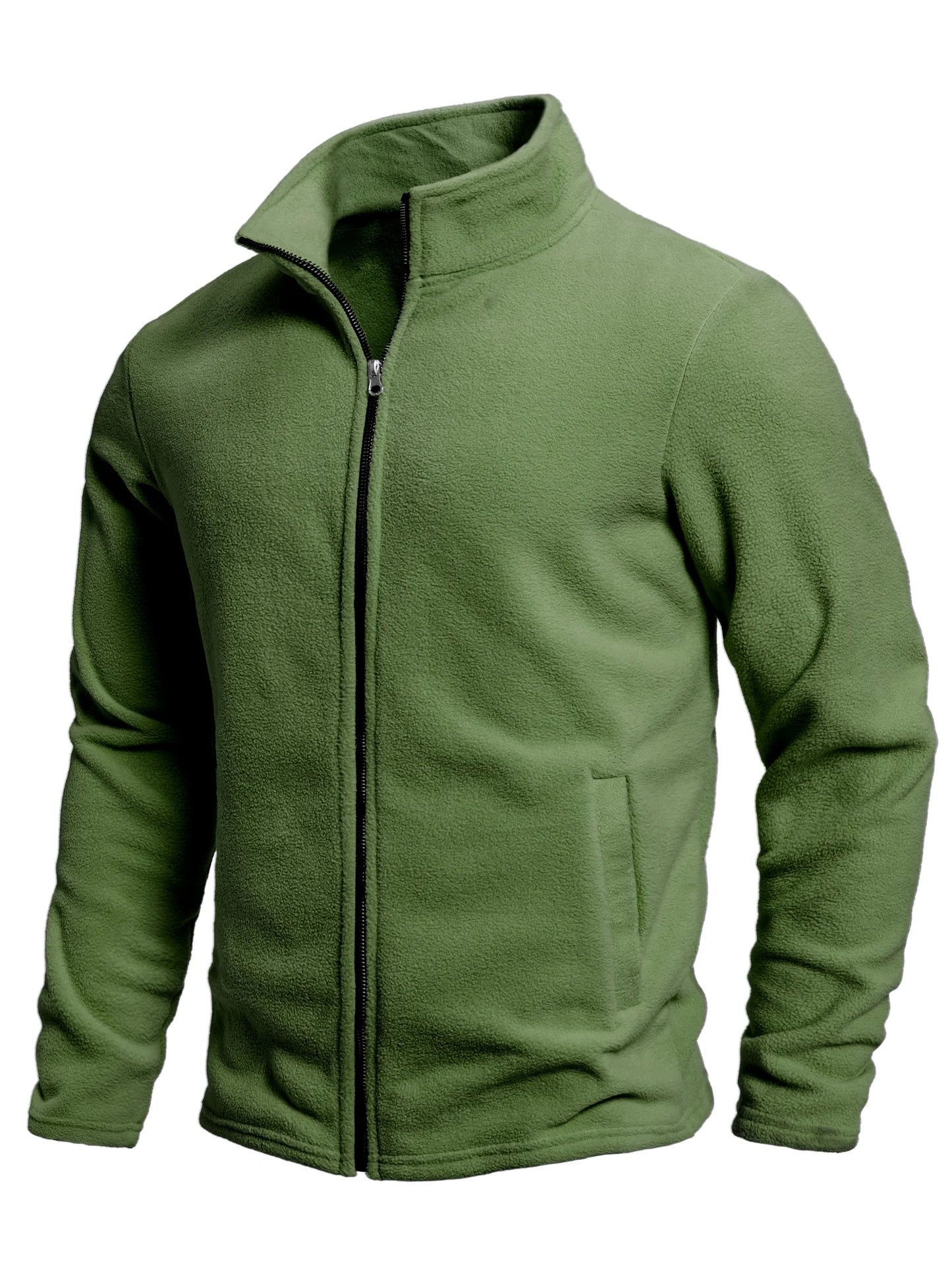 Top Caldo Da Uomo In Pile Tinta Unita Cardigan Con Cerniera Per Tempo Libero All'Aperto Primaverile Autunnale