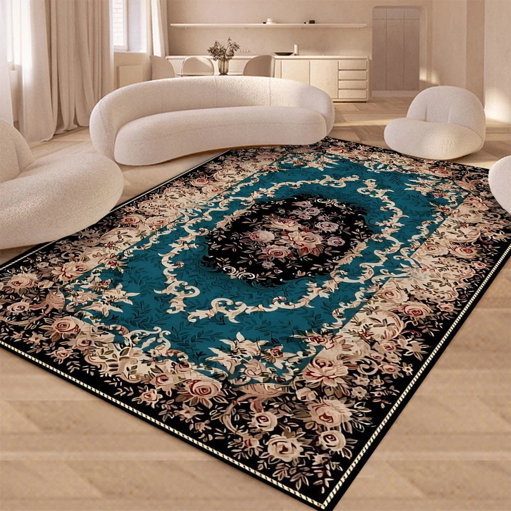 Tappeto Grande Floreale Retrò Europeo Per Soggiorno Tappeto Decorativo Di Lusso Tappetino Morbido Lavabile Antiscivolo