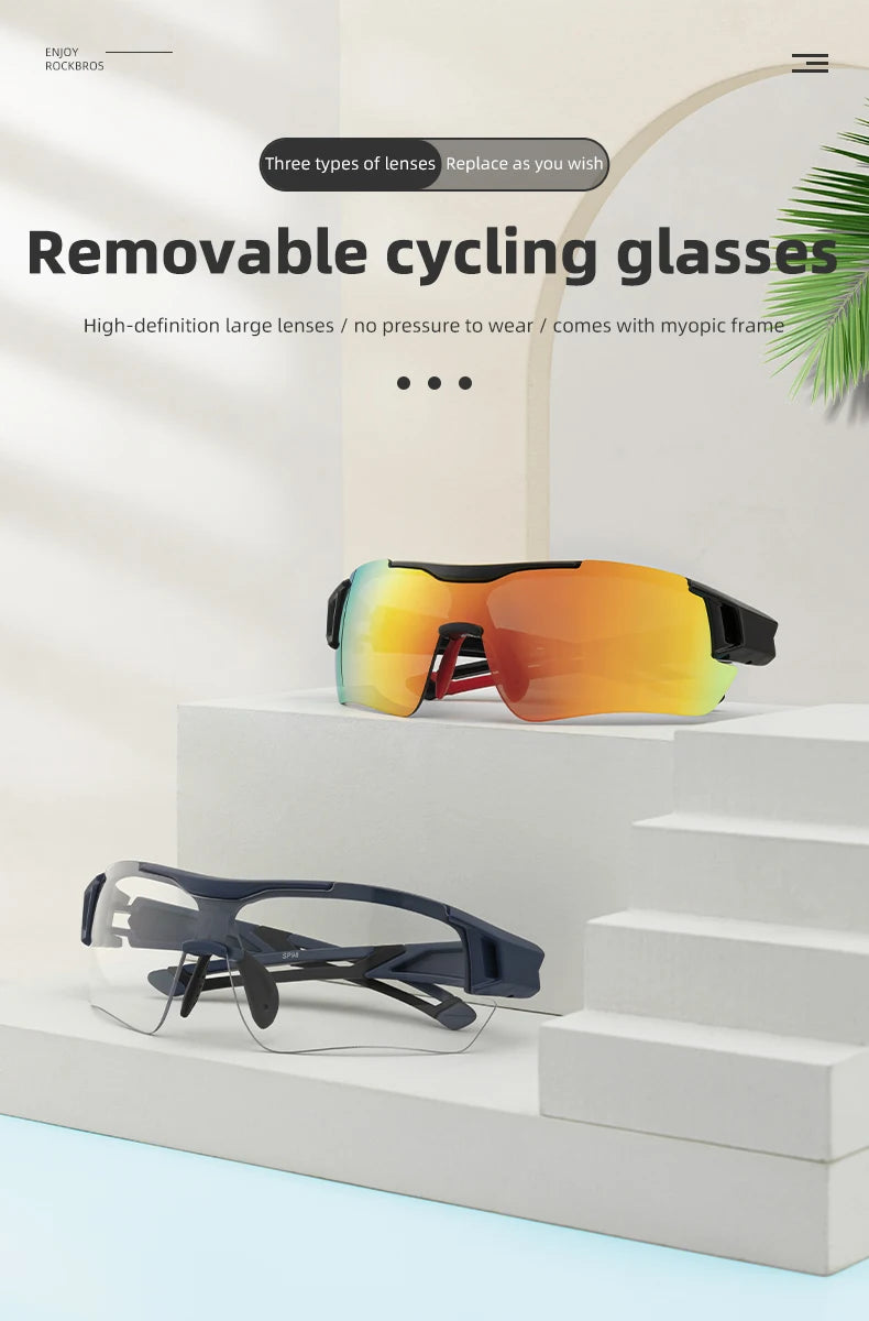 Occhiali Da Ciclismo Polarizzati Per Uomo UV400 Con Naso Regolabile E Set Di 5 Lenti Per Road MTB