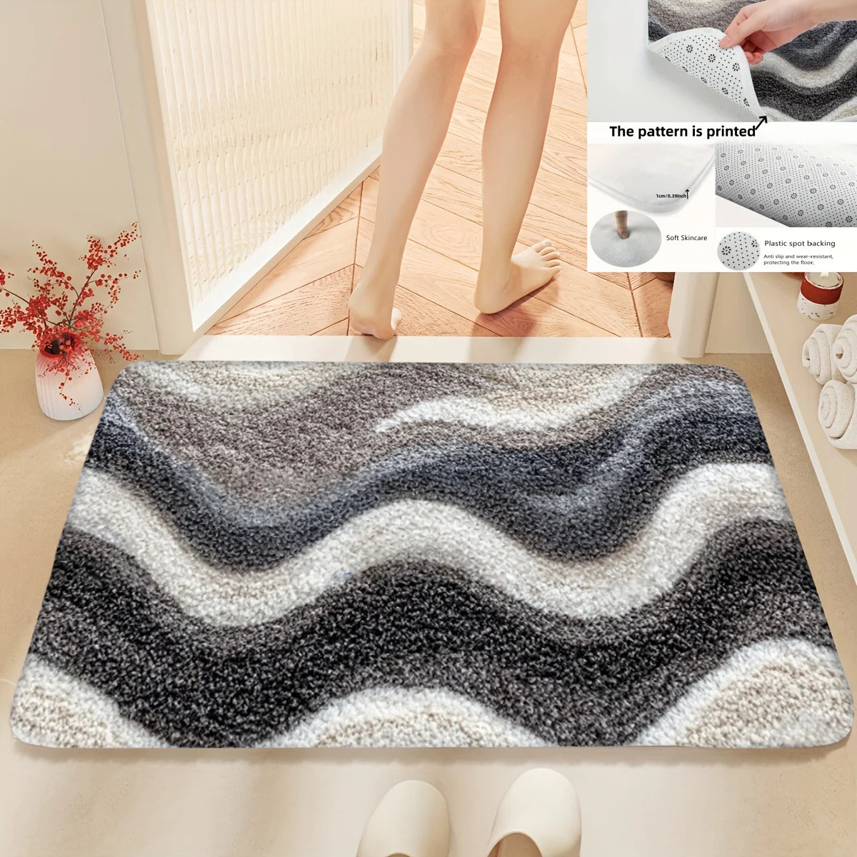 Tappetino Da Bagno Marrone Grigio Antiscivolo In Morbido Pile Tappeto A Pelo Corto Per Bagno Soggiorno Cucina
