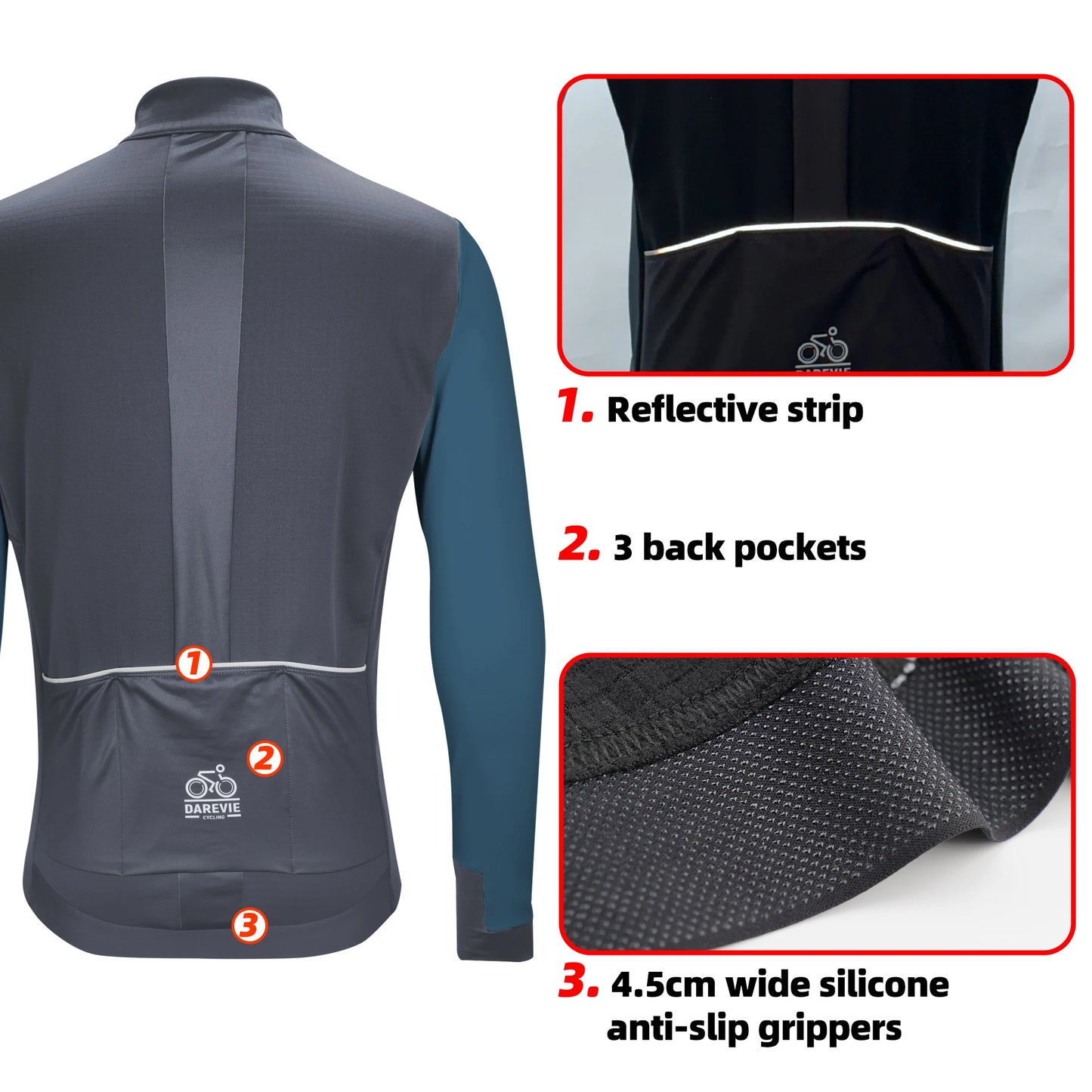 Giacca Da Ciclismo Uomo Antivento In Pile Manica Lunga Calda Morbida Traspirante Con Tasche Riflettenti Professionale