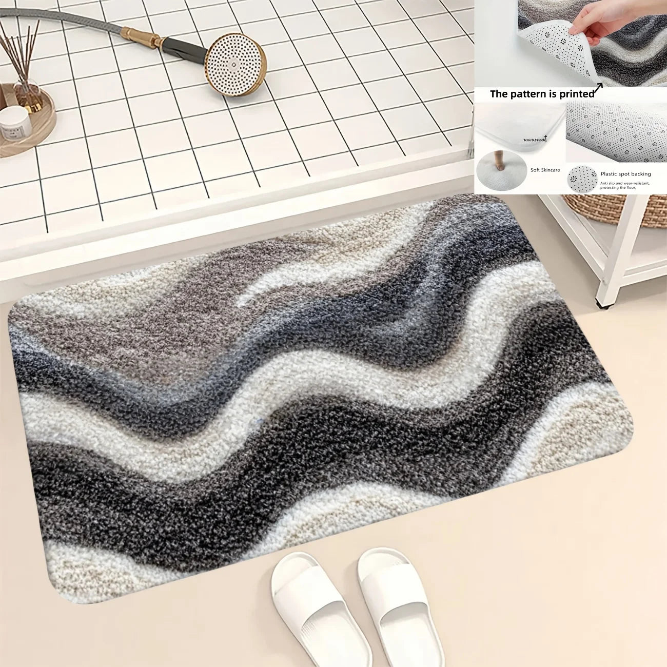 Tappetino Da Bagno Marrone Grigio Antiscivolo In Morbido Pile Tappeto A Pelo Corto Per Bagno Soggiorno Cucina