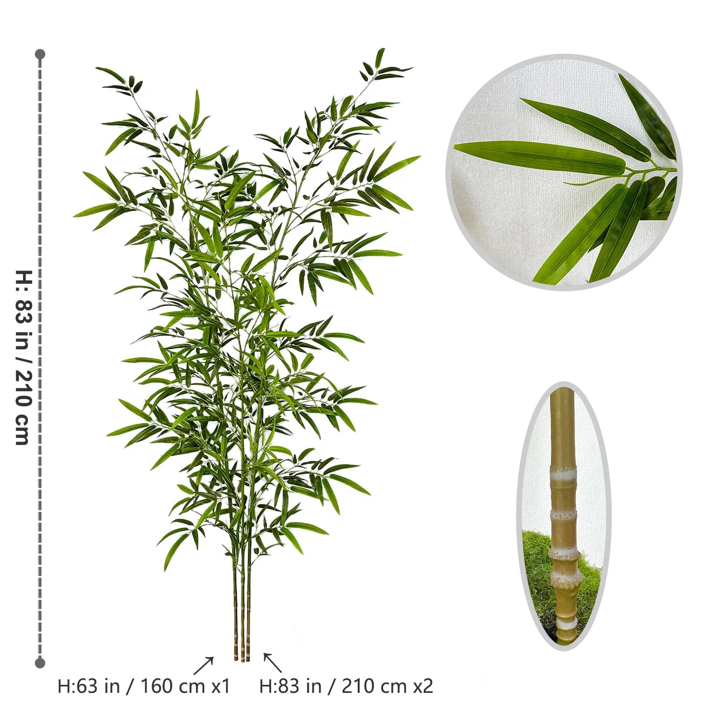 Bambù Artificiale In PVC Verde Altezza Regolabile Da 130 A 210 Cm Per Giardino E Hotel Decorazione
