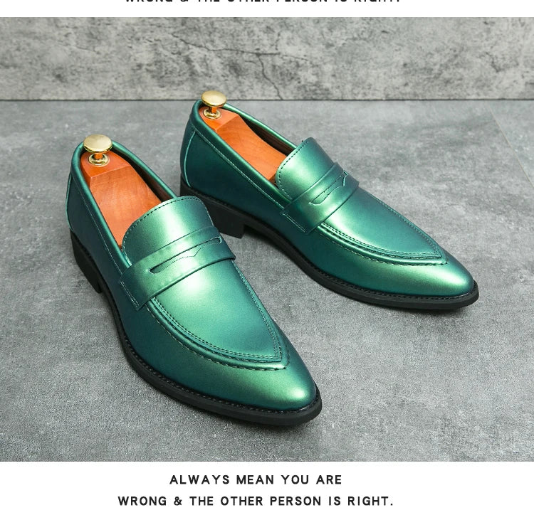 Scarpe Da Uomo In Pelle Oxford Verdi E Viola Scarpe Da Lavoro Classiche Mocassini Casual Eleganti