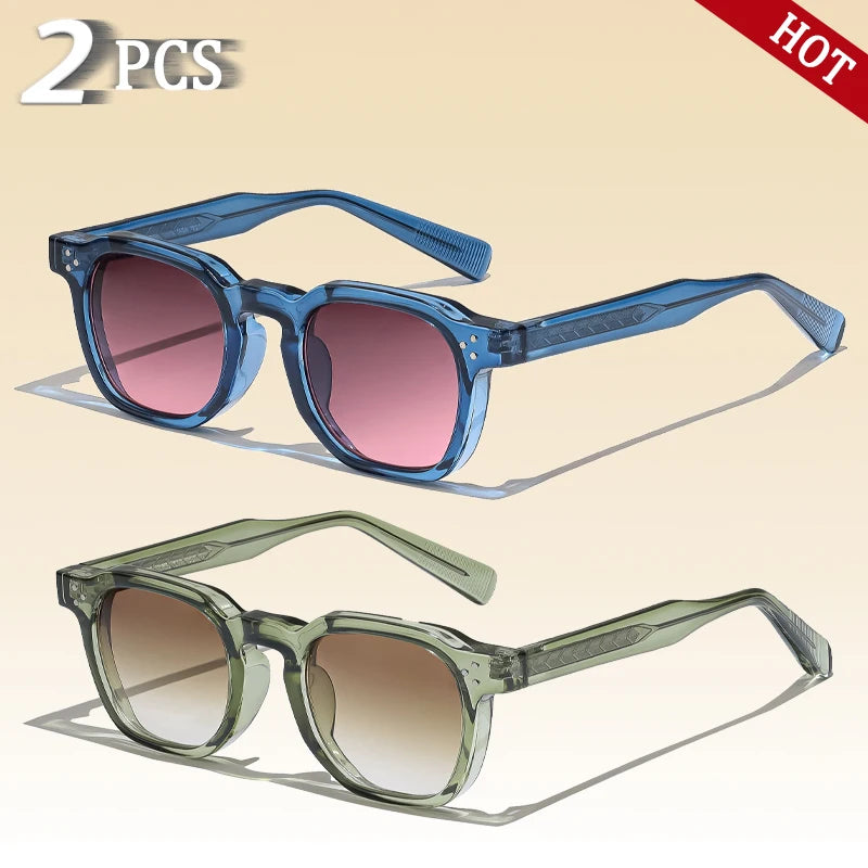Occhiali Da Sole Retro Punk Quadrati Caterside Unisex Set Da 2 Pezzi Design Personalizzato Regalo Per Festival