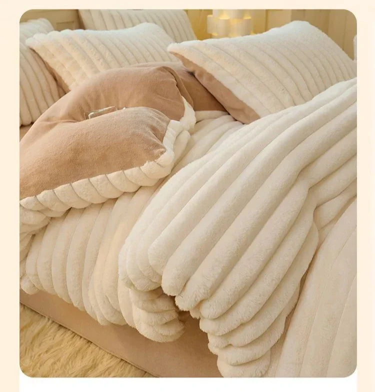 Copripiumino In Peluche Tinta Unita 150x200 Cm Velluto Bifacciale Stile AB Inverno Mantiene Caldo Spessore Morbido