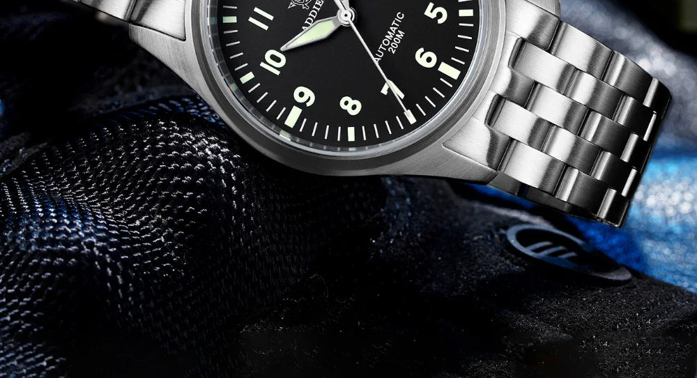 Orologio Meccanico Con Zaffiro 39mm Movimento 8215 Giappone Automatico Da Uomo Impermeabile 200m Luminoso Pilota Retrò