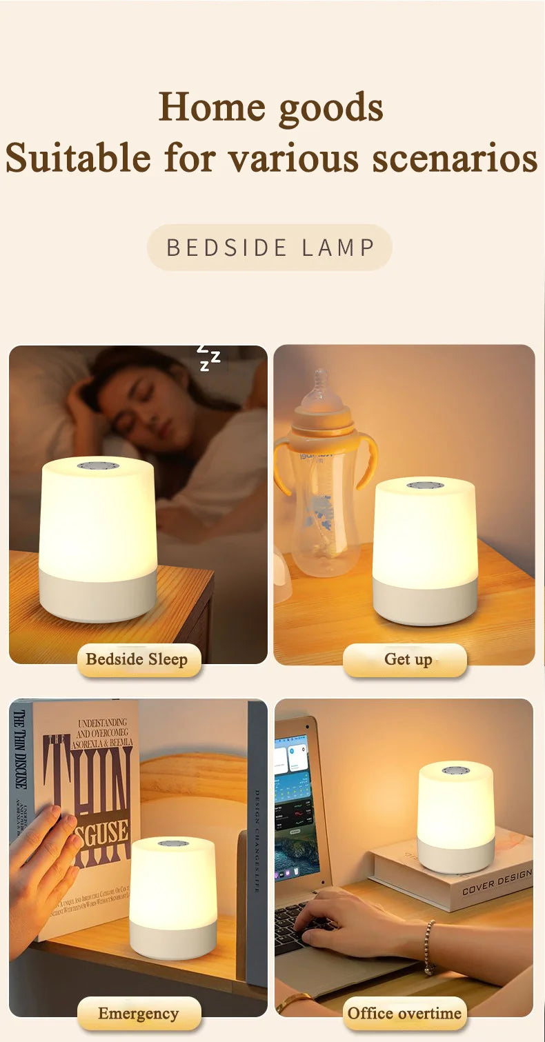 Lampada Da Notte Touch LED USB Ricaricabile Tre Colori Con Controllo Remoto Portatile Da Comodino Da Tavolo