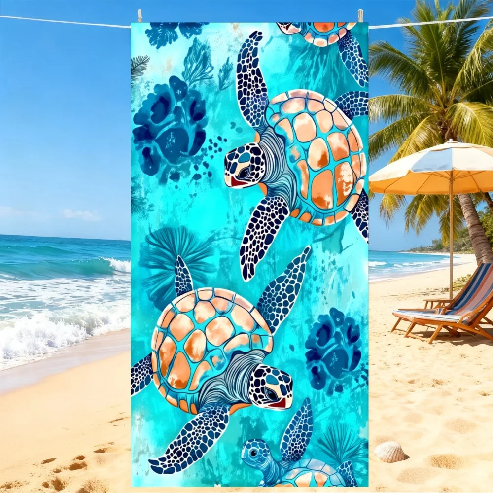 Telo Mare Per Donna Con Motivo Onde Oceaniche E Floreale Asciugatura Rapida Super Morbido Anti Sabbia Grande Vacanze