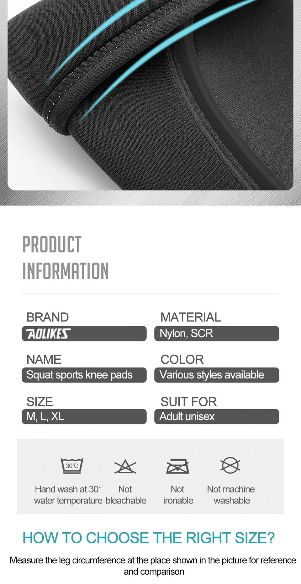 Ginocchiere Neoprene 7 Mm Aolikes Stabilità Protezione Comfort Sollevamento Pesi CrossFit Per Atleti
