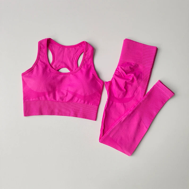 Reggiseno Sportivo Donna 2 Pezzi Set Canotta Fitness Reggiseno Antiurto Leggings Corsa Tuta Yoga Bellissimo Posteriore
