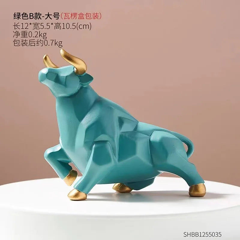 Mini Modello Toro Geometrico In Resina Feng Shui Decorazione Da Interni Wall Street Azioni Figurine