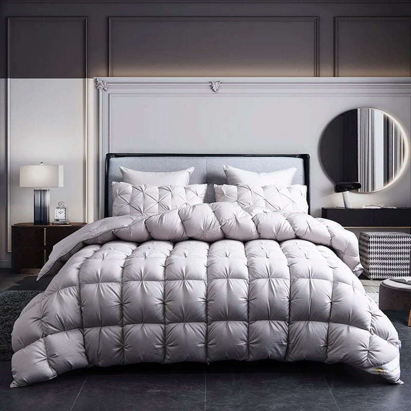 Piumino In Piuma Oca Bianca Caldo Inverno Spesso 3D Imbottitura Coperta Trapunta Letto Singolo Doppia