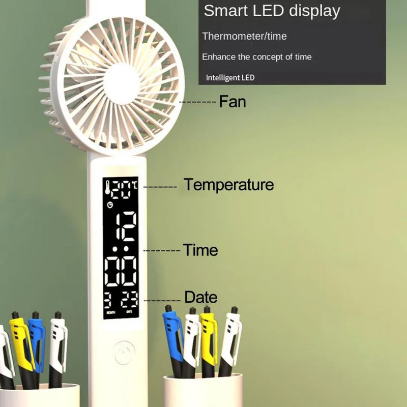 Lampada Da Tavolo Ricaricabile Per Studio E Scrivania Led Con Ventola E Orologio Display Led Lettura