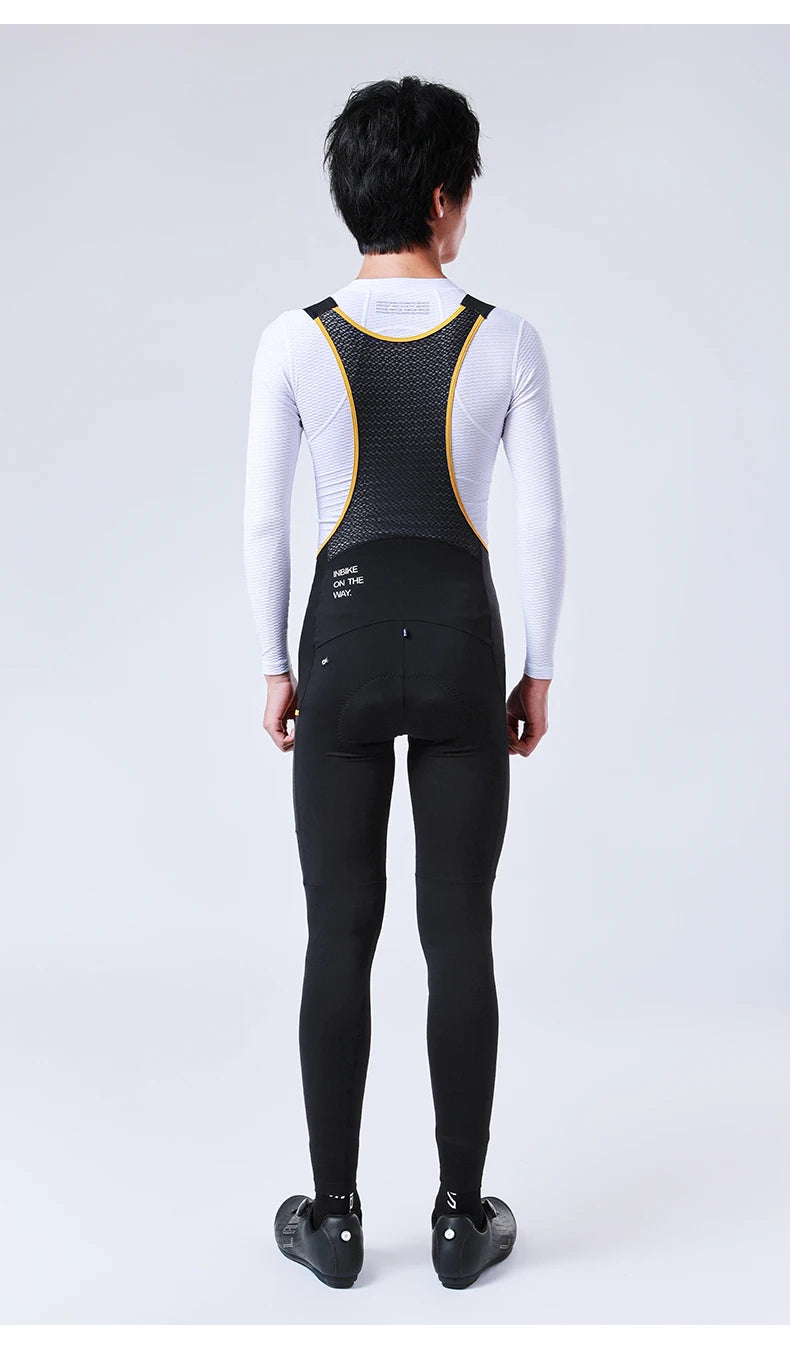 INBIKE Pantaloni Con Bretelle Per Bici Da Strada In Pile Per Uomo Termici Invernali Antivento MTB Ciclismo