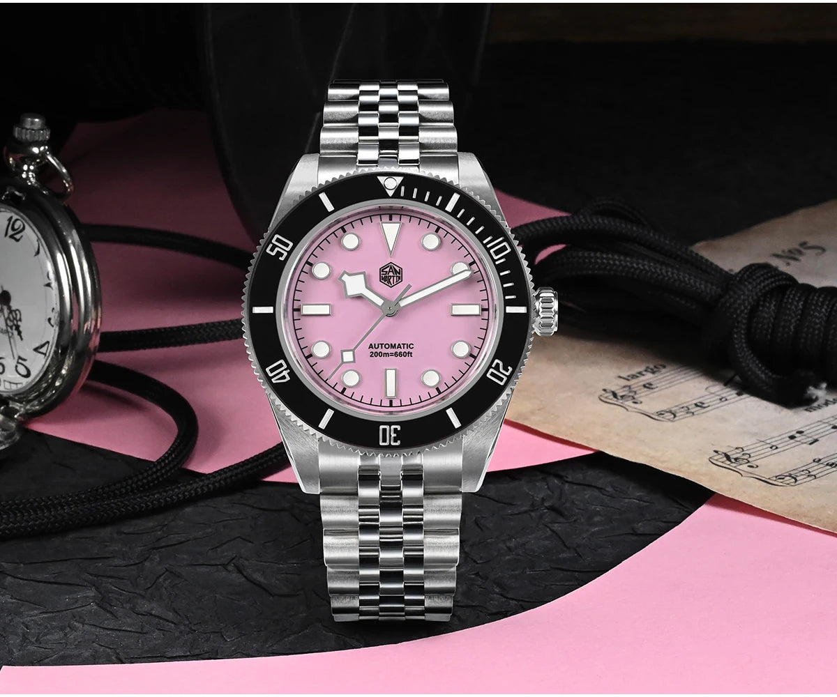 San Martin Orologio 40mm BB Diver Smaltato Quadrante Enamel Blu Lusso NH35 Automatico 200m SN0128