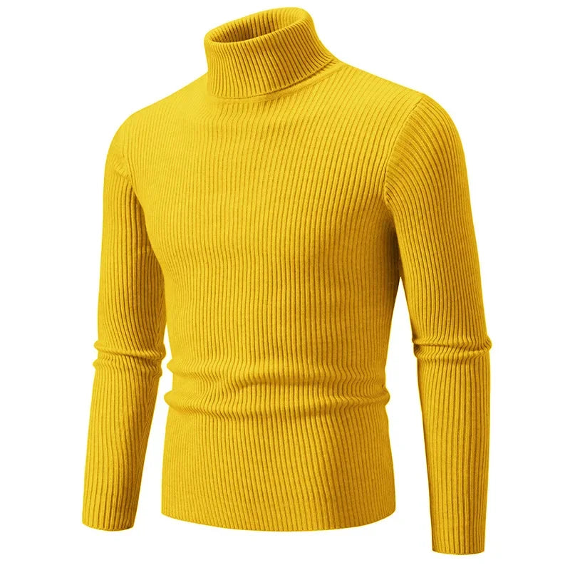 Pullover Da Uomo Dolcevita Lavorato A Maglia Solido Slim Fit Autunno Inverno Manica Intera Casual