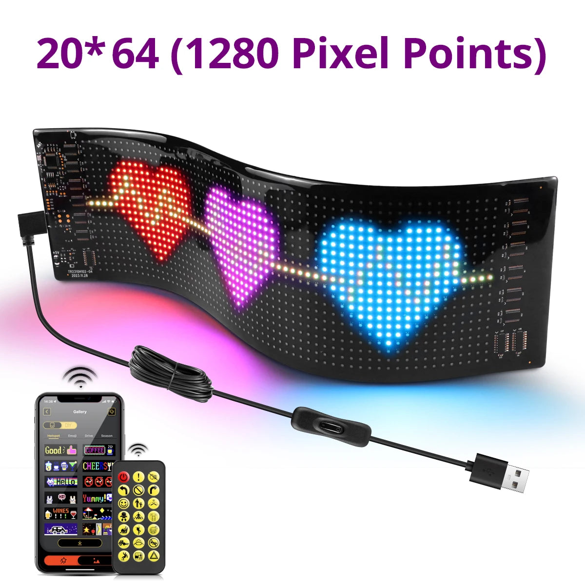 Pannello Pixel A Matrice 16x96 LED Per Insegne Pubblicitarie Scorrimento Luci Controllo App Bluetooth USB 5V