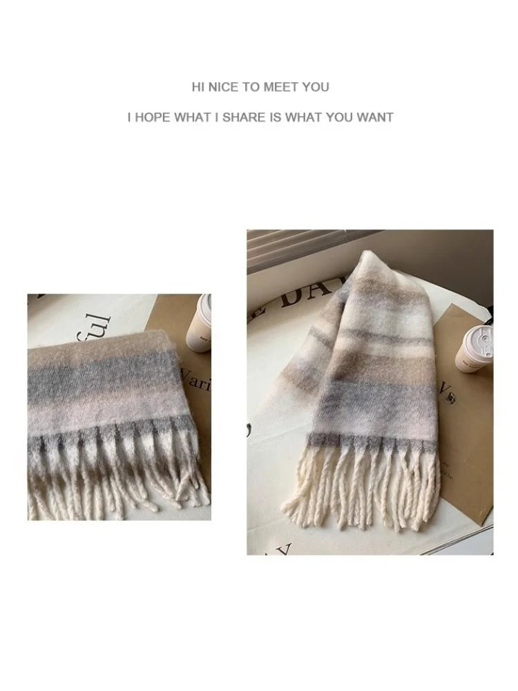 Sciarpa Invernale Da Donna Cashmere Caldo Plaid Pashmina Scialle Morbido Spesso Coperta Avvolgente Poncho Lungo