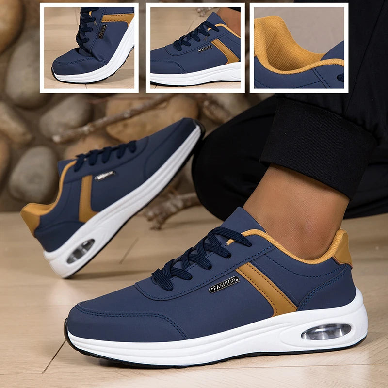Scarpe Sportive Da Uomo Impermeabili In Pelle Casual Antiscivolo Da Passeggio E Tennis Con Aumento Di Altezza