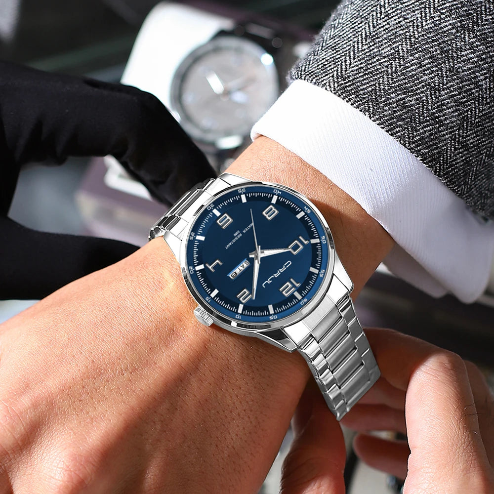 CRRJU Orologi Da Uomo Nuovi Casual Business Cinturino In Acciaio Inox Quarzo Con Data Lancette Luminose