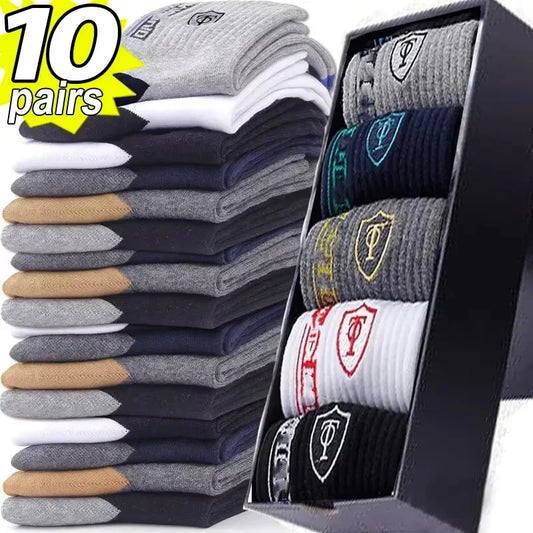 10 paia di calze sportive in cotone traspirante da uomo in fibra di bambù autunno e inverno calzini da uomo assorbimento del sudore deodorante business Sox