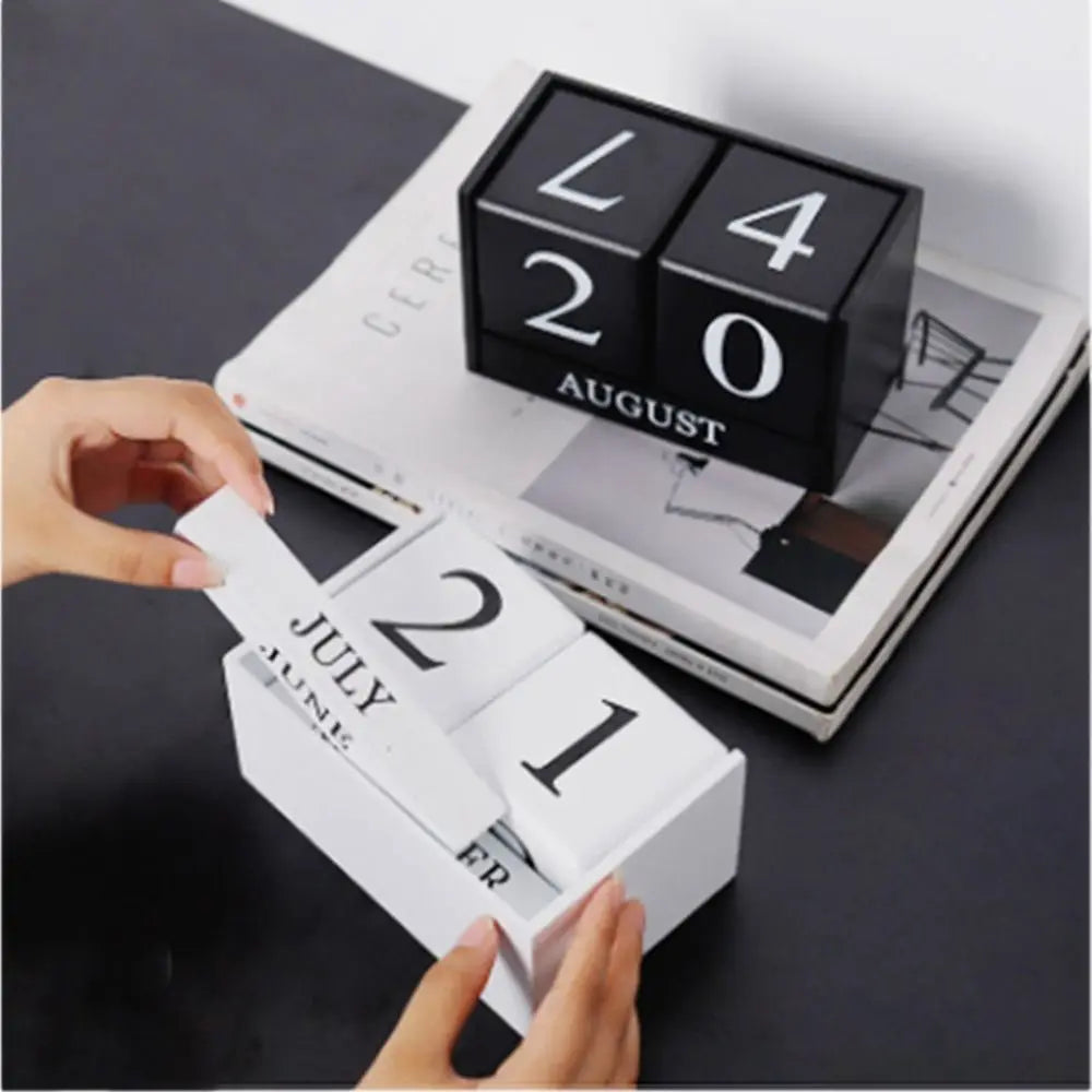 Calendario Perpetuo In Legno MDF Con Blocchi Eterni Display Mensile Stile Pastorale Per Ufficio E Casa Decorativo