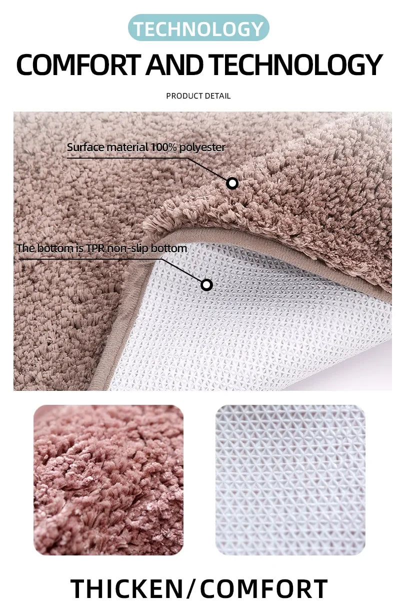 Tappetino Da Bagno Arrotondato E Ispessito Antiscivolo Peluche Assorbente Per Vasca E Per Porta D Ingresso