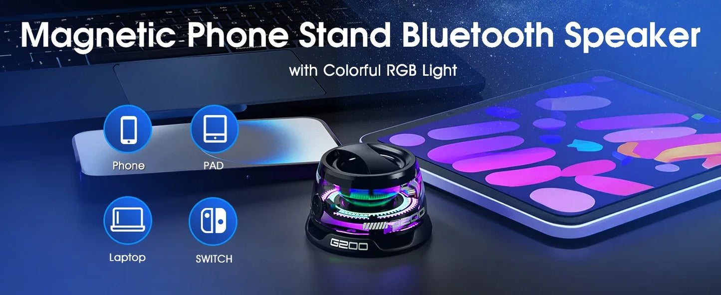 Altoparlante Bluetooth Magnetico Portatile Per Viaggiatori Con Luce RGB Dinamica E Compatibile Con iOS