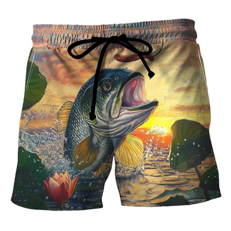 Pantaloncini Da Spiaggia Con Grafica Pesce Alla Moda Stampa 3D Per Pesca Casual Traspiranti Ad Asciugatura Rapida Uomo