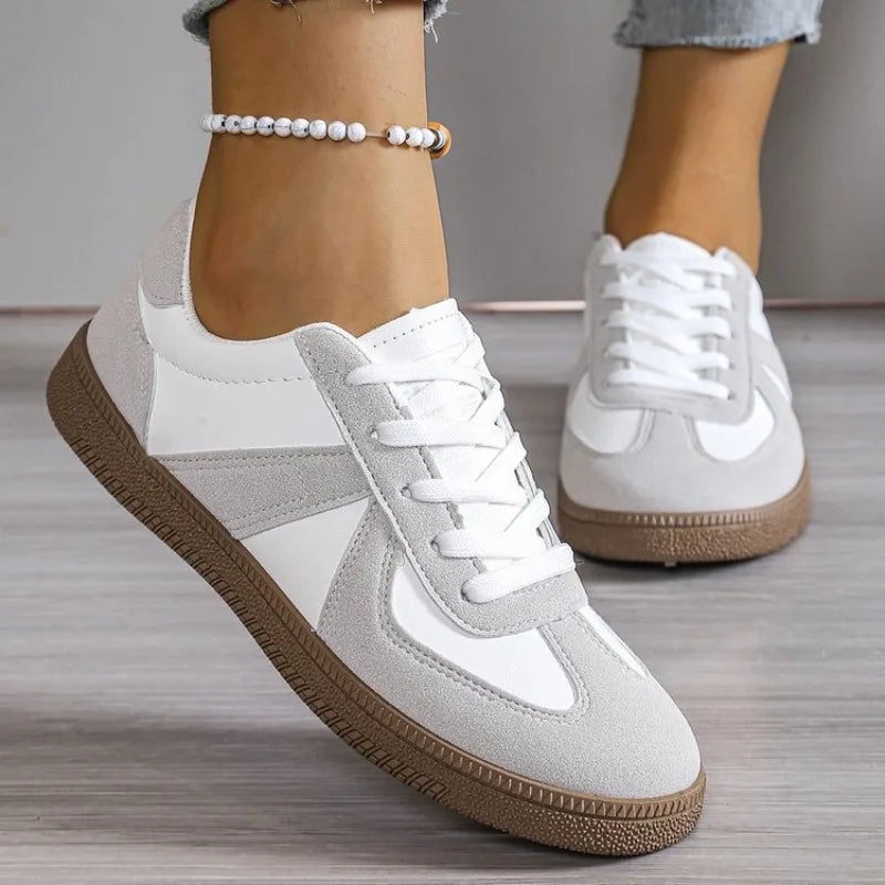 Scarpe Sportive Da Donna Vulcanizzate Piatte Stringate Colori Misti Moda Autunno 2025 Comode Casual