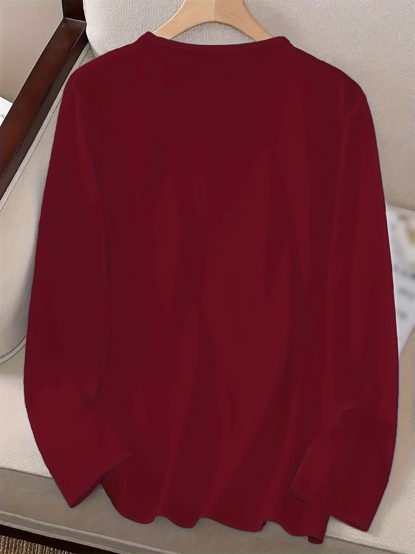 T Shirt Da Donna Autunno Inverno 100 Percento Cotone Con Stampa Cuore Girocollo Maniche Lunghe