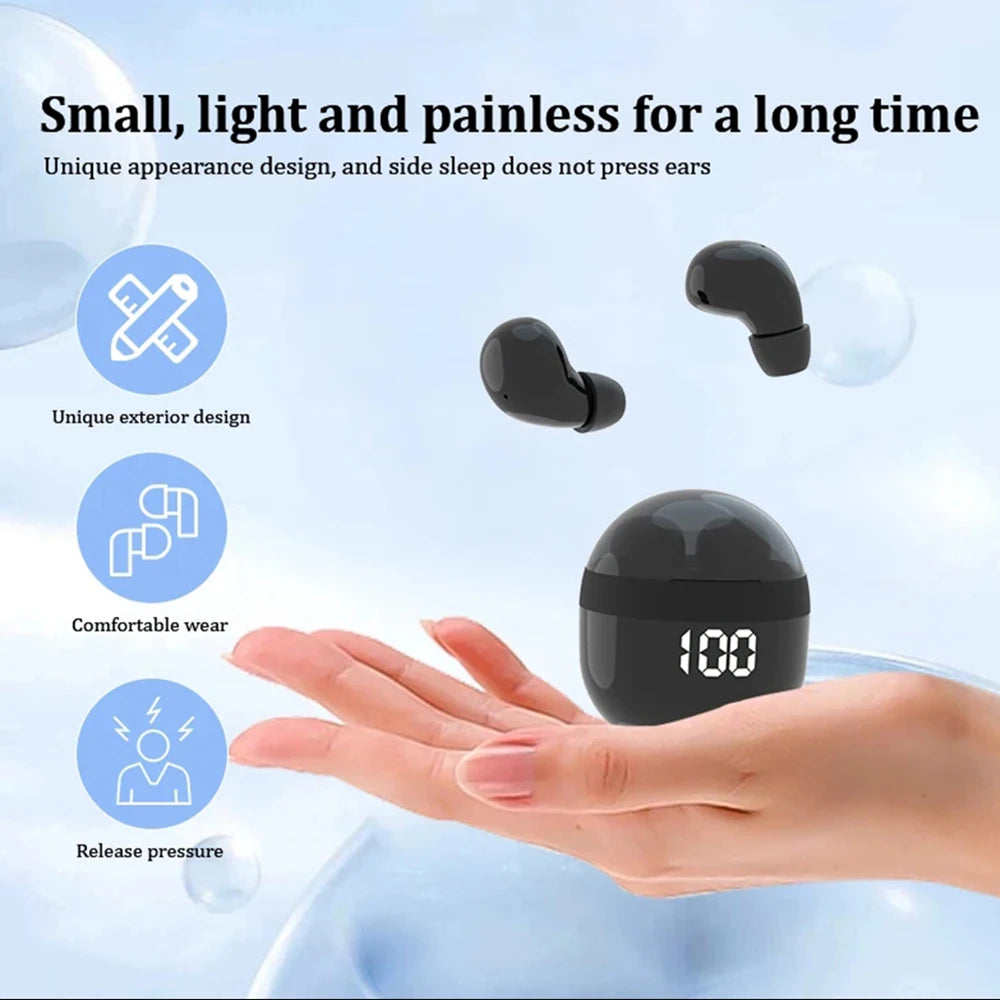 SK18 Mini Cuffie Invisibili Wireless Bluetooth 5.3 Con Microfono Cancellazione Del Rumore HD Per Dormire Con Bassi