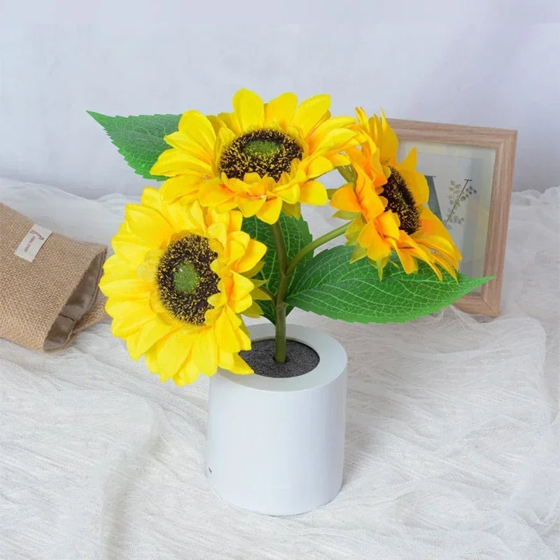 Set Di 3 Luci Notturne LED Ricaricabili Tema Girasole Per Camera Da Letto Comodino Lampade Da Tavolo