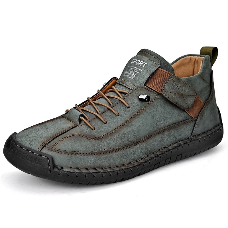 Stivali Da Uomo Primavera Autunno In Pelle Cuciti A Mano Lusso Retro In Stile Britannico Taglie Forti