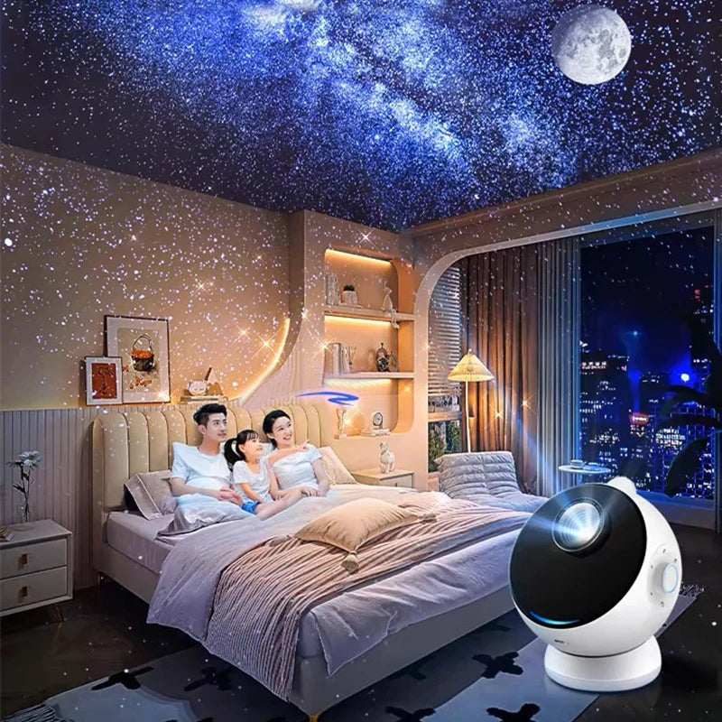 Meteor Dinamico 12 in 1 Lampada Proiettore Galaxy Ultra Trasparente Rotante con Lettore Musicale Regalo per Bambini