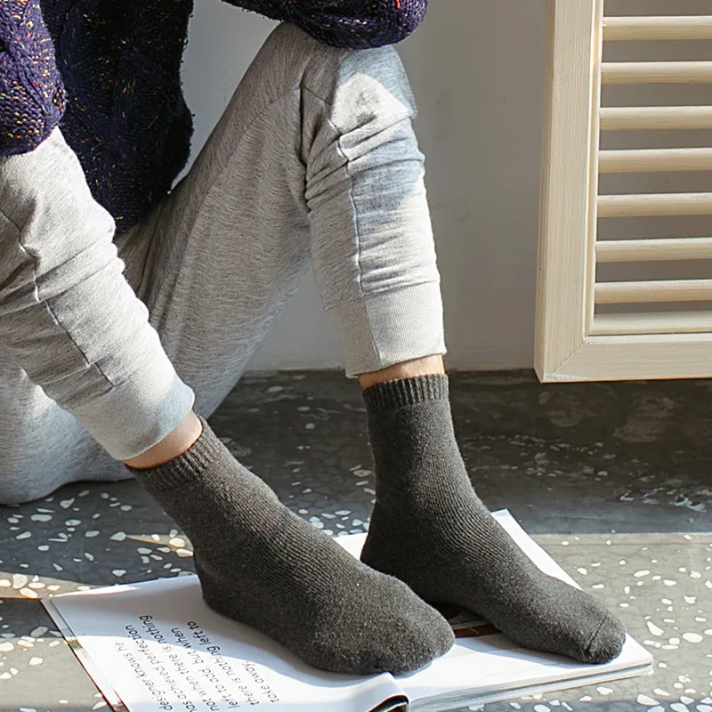 Calzini Invernali Uomo Caldi Spessi Set Da 5 Paia Cotone Poliestere Elastan Antineve In Spugna