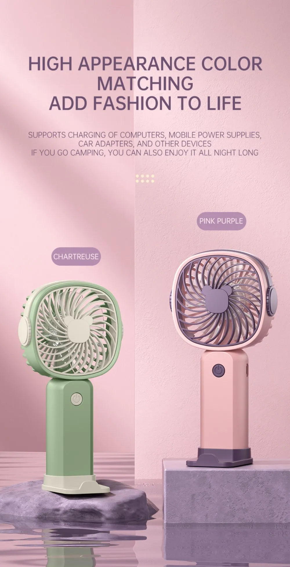 Mini Ventilatore USB Portatile Multifunzionale Con Supporto Da Tavolo Per Studenti E Esterni Batteria Ricaricabile